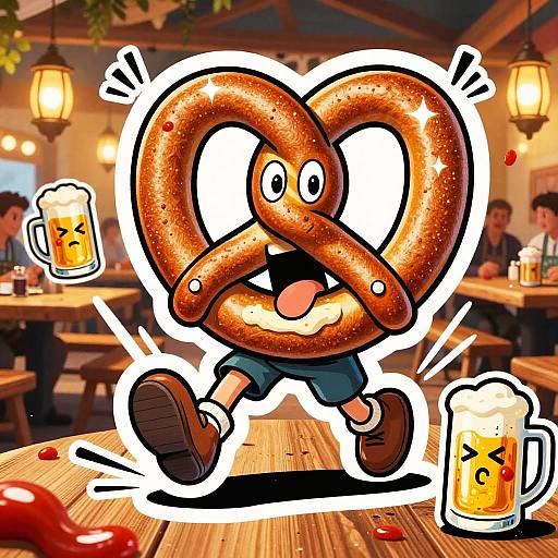 Dynamic Cartoon Pretzel Mascot