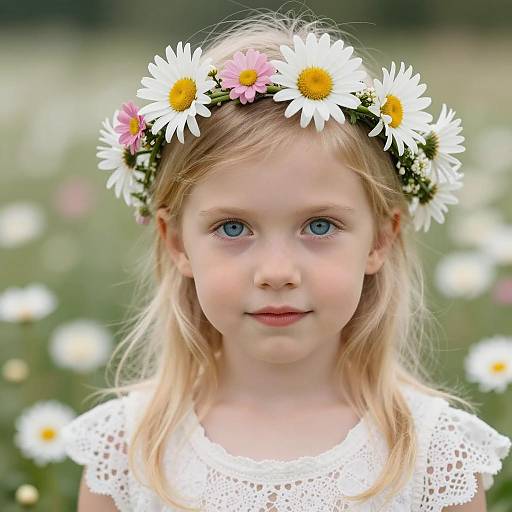 Enchanting Blonde Girl in Floral Wreath