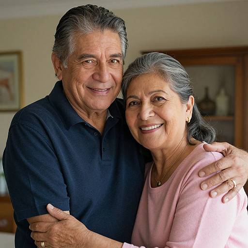 Joyful Embrace of Older Latino Couple