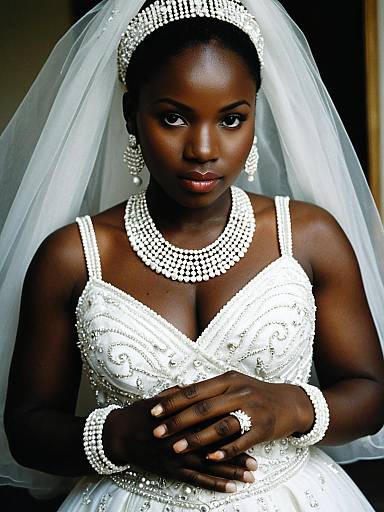 Elegant African Bride in Beaded Wedding Dress