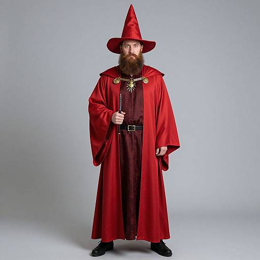 Bearded Wizard in Red Costume
