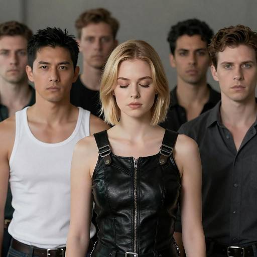 Intense Group Photo with Central Warrior