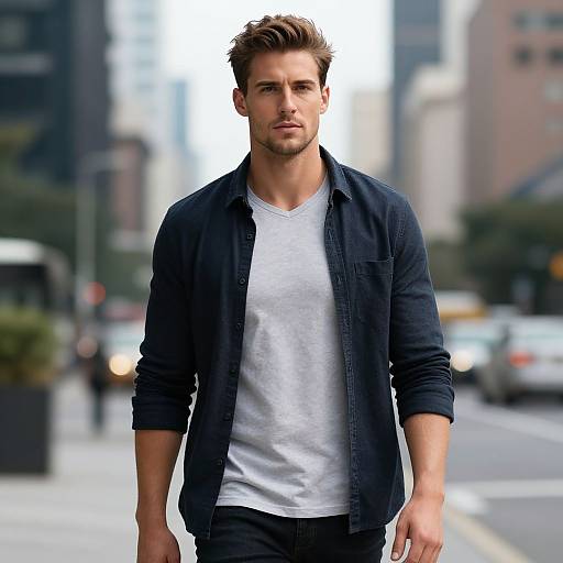 Confident Light Skin Man in Urban Setting