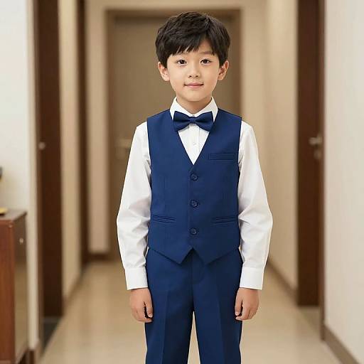 Boy in Blue Vest and Bow Tie