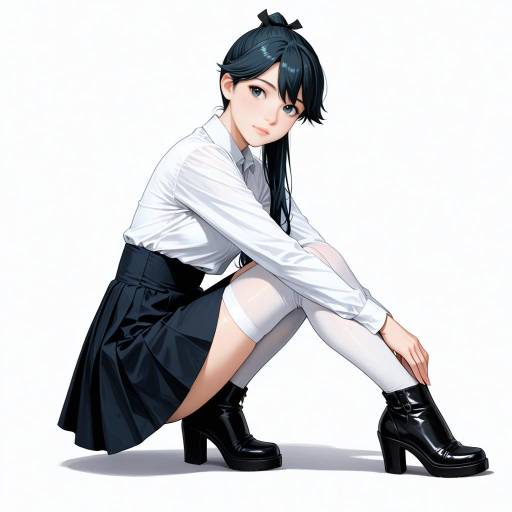 Anime Style Girl in Black Skirt and White Shirt
