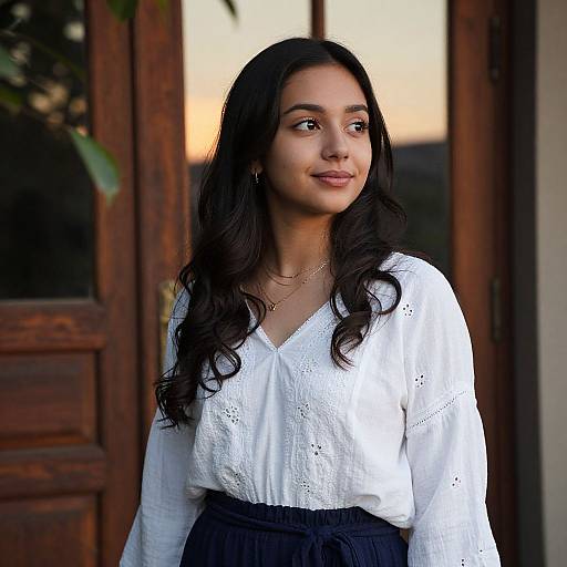 Serene Sunset Portrait of Young Woman