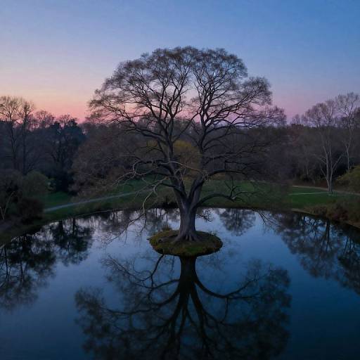 Twilight Aerial Tree Landscape