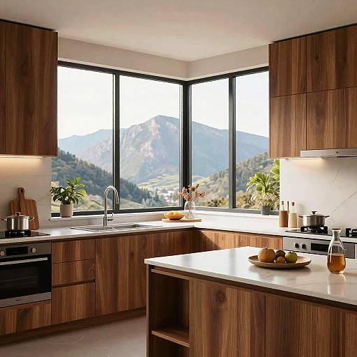 Mid-Century Modern Kitchen with Mountain View