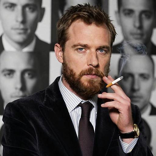 Sophisticated Man in Vintage Black-and-White