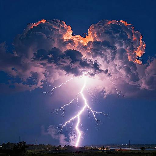 Heart-Shaped Storm Cloud with Lightning
