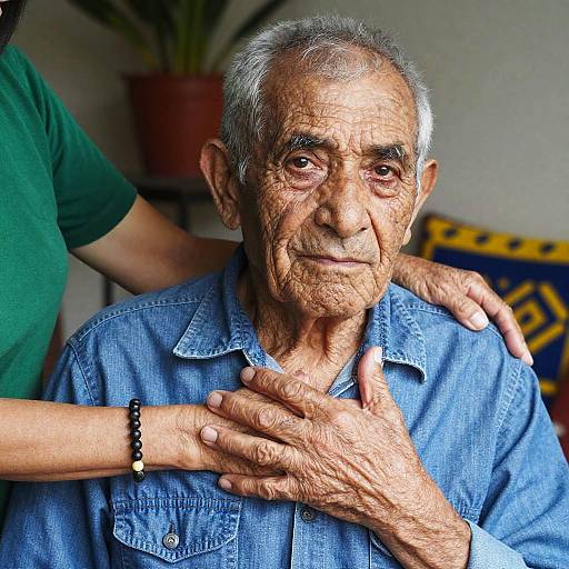 Warm Embrace: Elderly Man and Caregiver