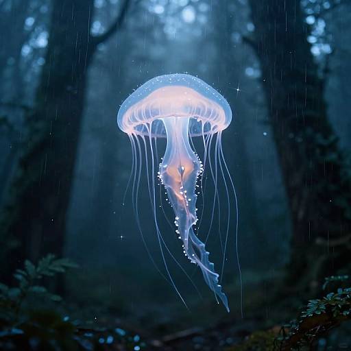 Ethereal Jellyfish in Mystic Forest