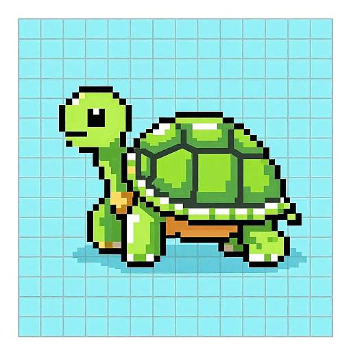 Pixel Art Turtle on Spreadsheet Grid