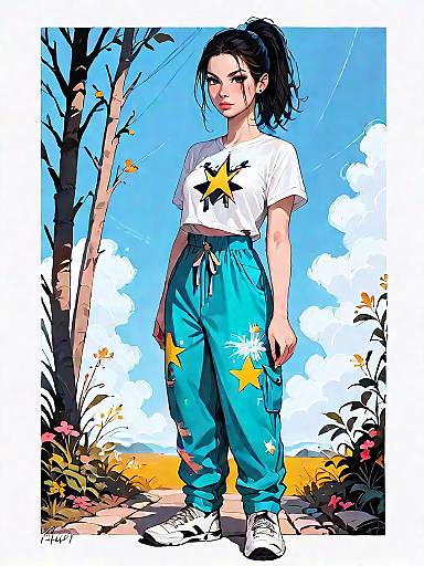 Realistic Woman in Casual Streetwear