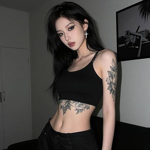 Moody Portrait of Tattooed Woman