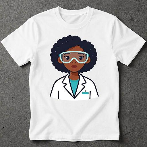 Aerial Vector Art of Black Female Scientist
