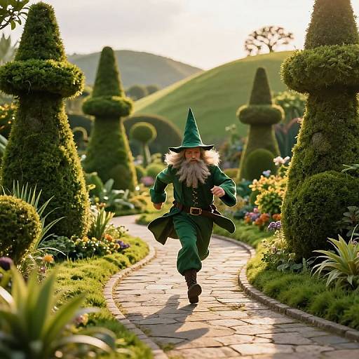 Topiary Wizard in Lush Fantasy Garden