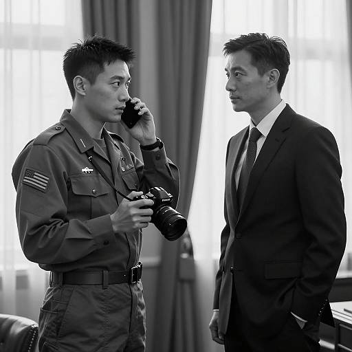 Black and White Photo of Two Men