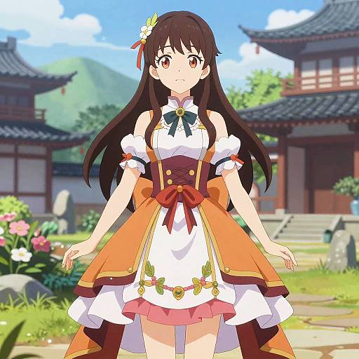 Vibrant Anime Character in Elaborate Dress