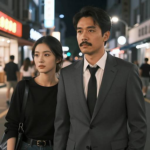 Romantic Nighttime City Street Portrait