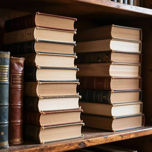 Ancient Books on Vintage Library Shelf