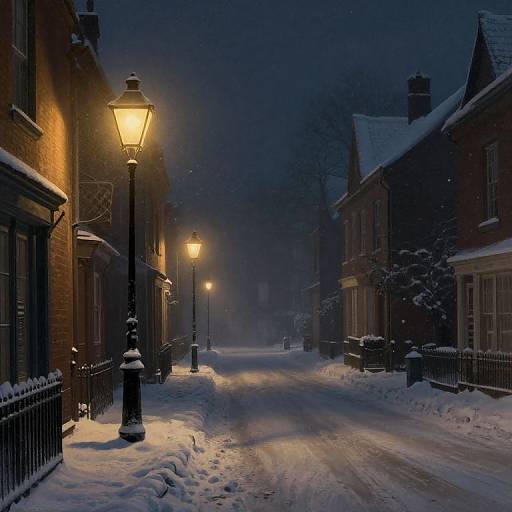 Victorian Snowy Street Night Scene