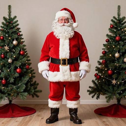 Full-Body Santa Claus with Christmas Trees