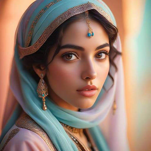 Portrait of Woman in Traditional Headscarf