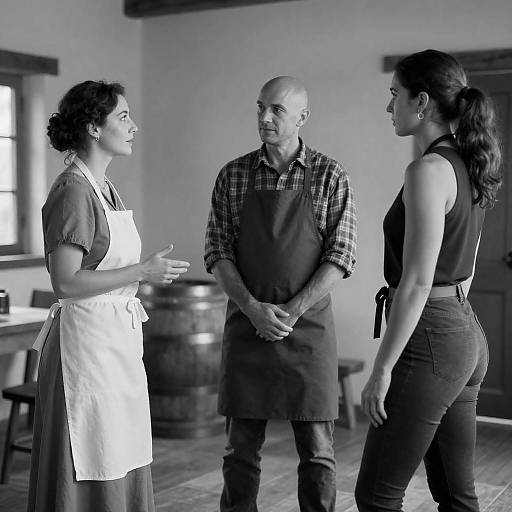 Rustic Black-and-White Group Portrait