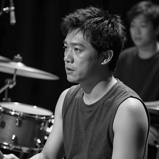 Captivating Black-and-White Musician Portrait