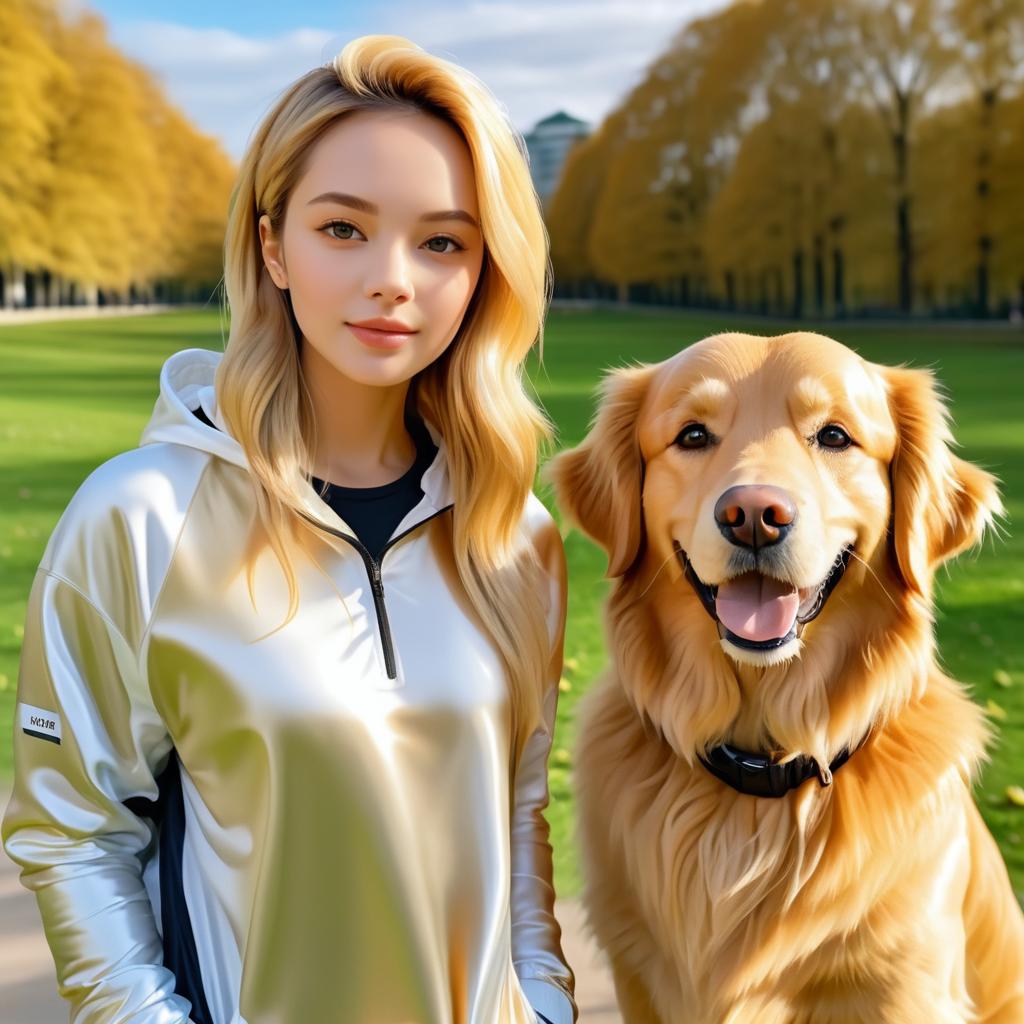 Selfie with Golden Retriever in Park