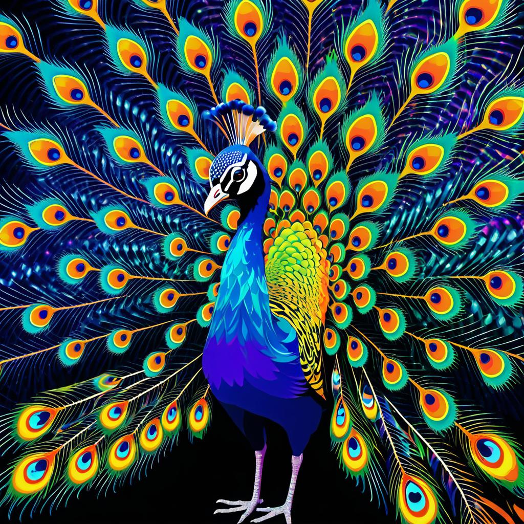 Vibrant Psychedelic Peacock Art