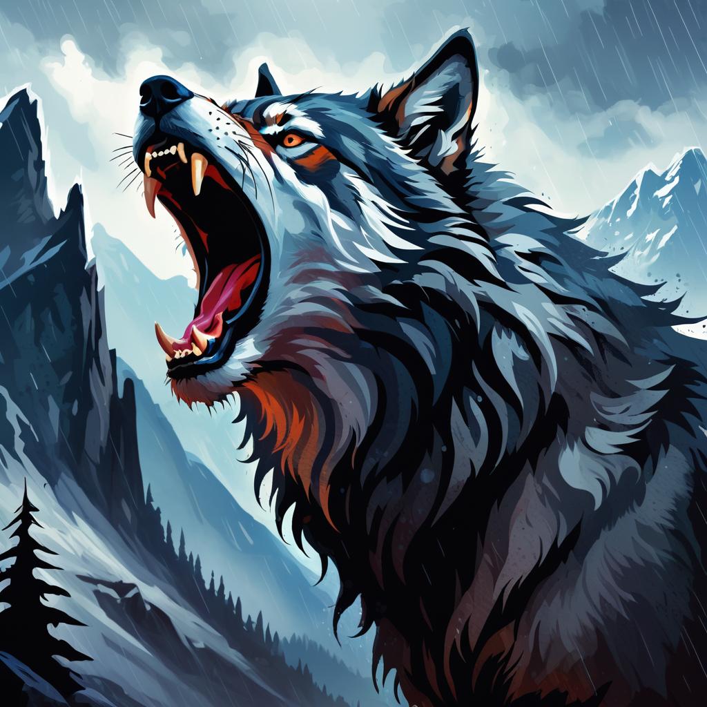 Dramatic Howling Beast Portrait Wallpaper