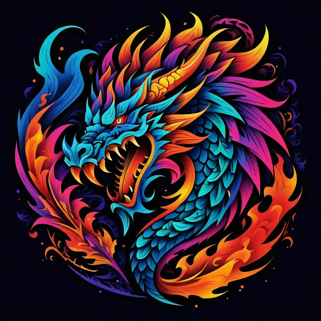 Fierce Dragon Warrior Tattoo Logo Design