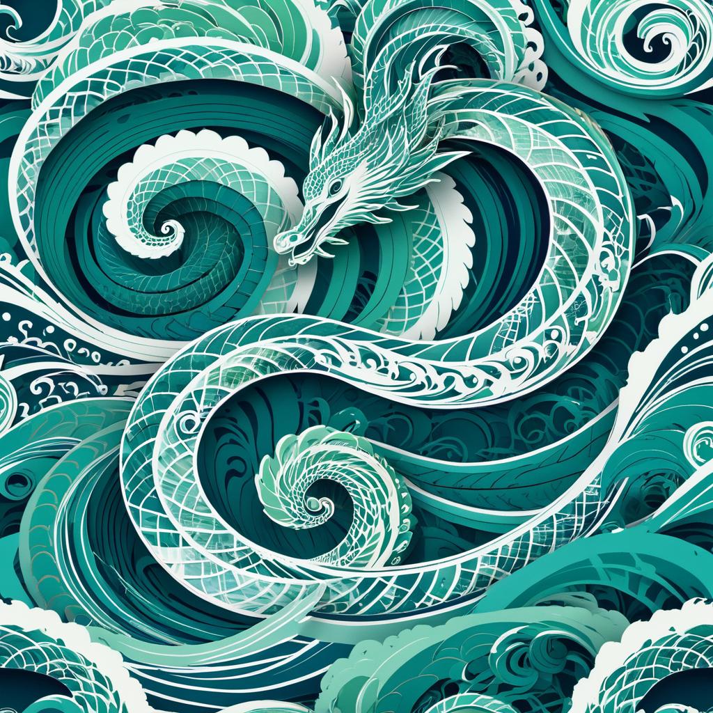 Intricate Illustration of a Sea Serpent