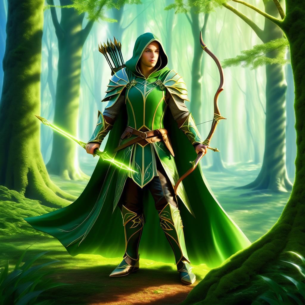 Elven Archer in Enchanted Forest Art