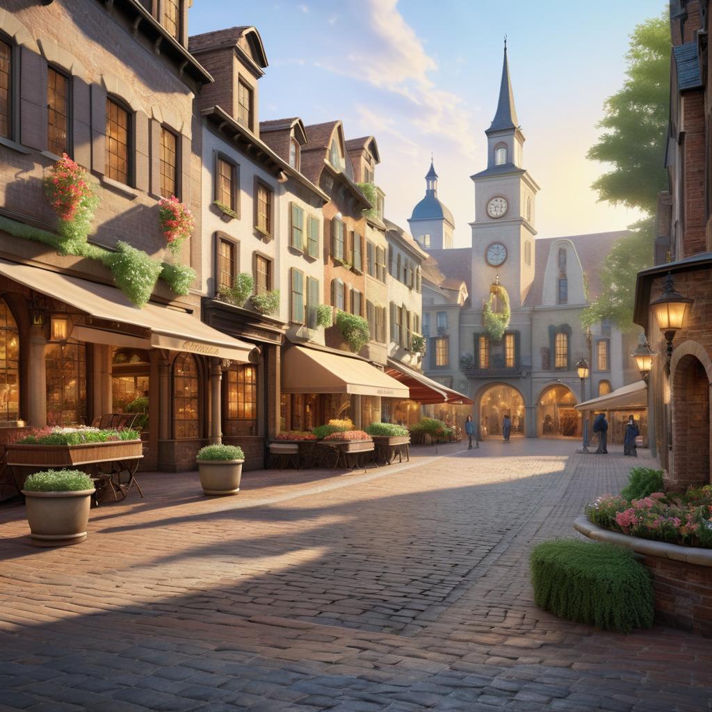 Charming Historical Town Square Scene