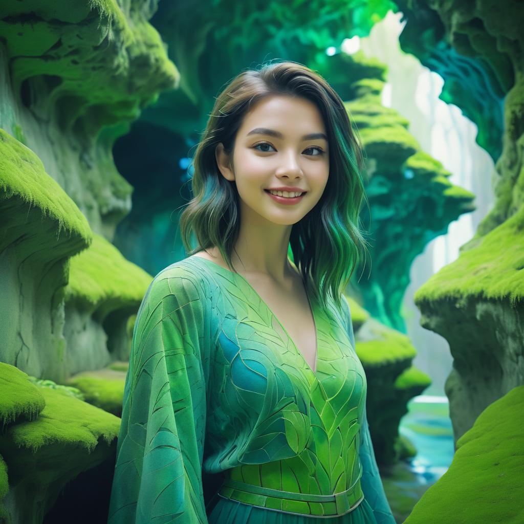 Cinematic Portrait in a Mossy Cave