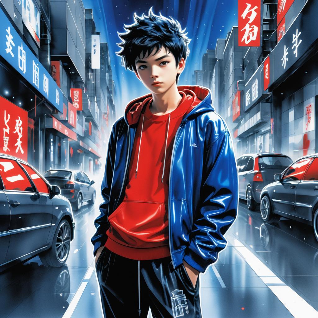 Stylish Teen Boy in Vibrant Illustration