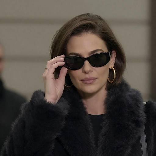 Chic Woman in Dark Fur Coat