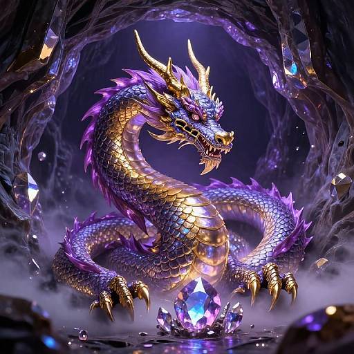 Dragon Guarding Crystal Cave Entrance