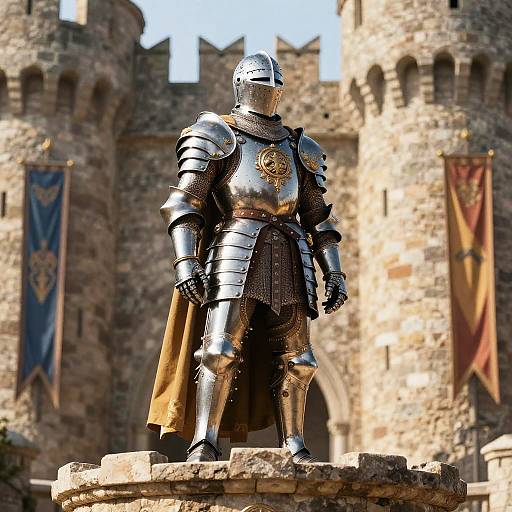 Regal Warrior on Castle Balcony