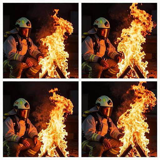 Firefighters Amid Intense Flames