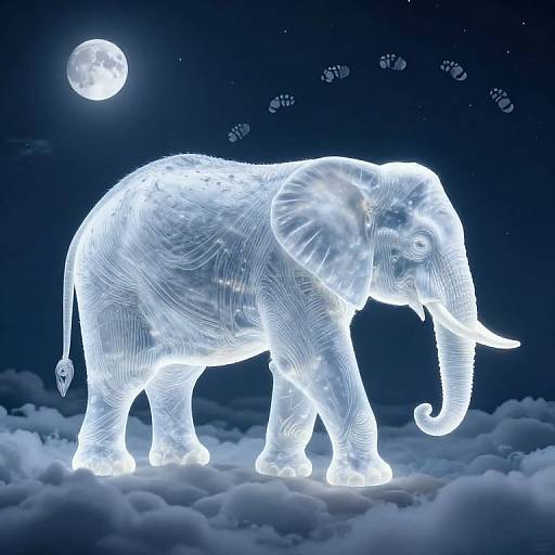 Moonlight Elephant on Cloud Grazing