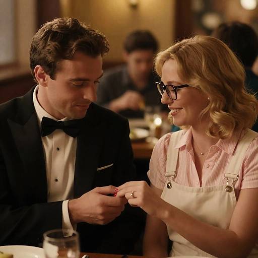 Intimate Dinner Scene in Soft Lighting