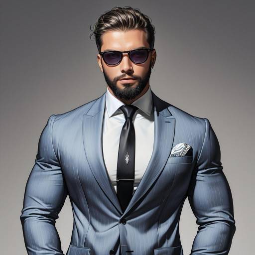 Stylish man in blue suit and sunglasses