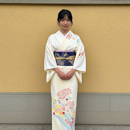 Woman in Summer Kimono Dress