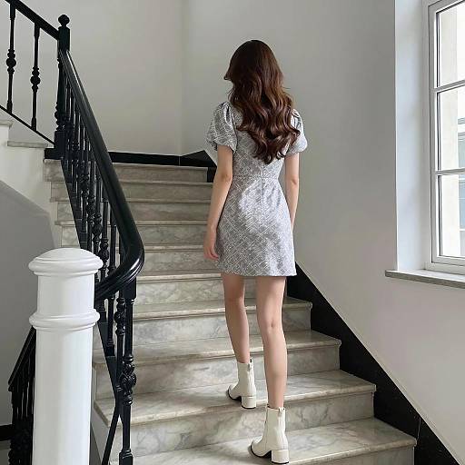 Woman Ascending Marble Stairs