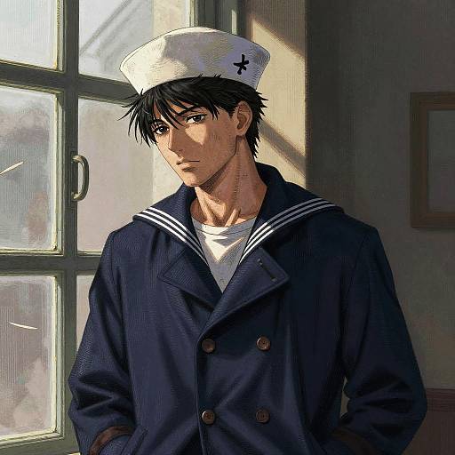 Weathered Sailor Anime Engraving Portrait