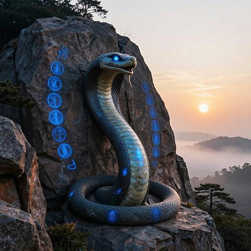 Ancient Serpent Deity Mountain Carving